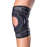 DonJoy Tru-Pull Lite Knee Brace for Patella Instabilities &amp; Dislocations - Bifurcated Strap and Dual-Durometer Buttress, Small, Left