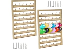 FIZOCOSISTO 2 Pack Wooden Thread Holder,48 Spool Wooden Thread Rack Wall Mounted Sewing Thread Holder with Screws Multi Purpose Sewing Thread Holder Organizer for Embroidery Sewing Threads Hair Band US