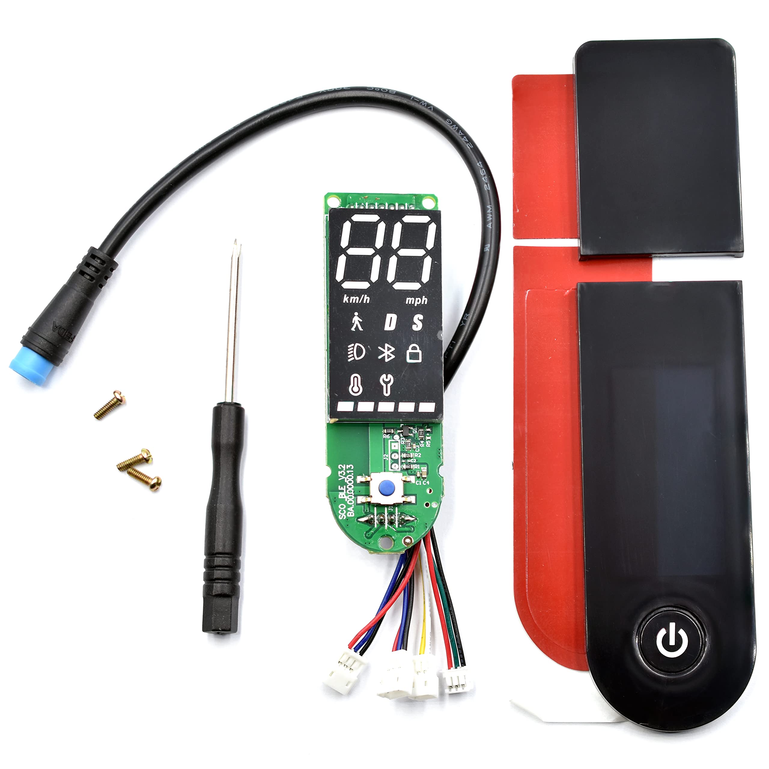 myBESTscooter - BLE Dashboard Circuit Board LED Display For Xiaomi 1S Pro And Pro2 Electric Scooter (4 Cables, Compatible With Right Brake Lever)