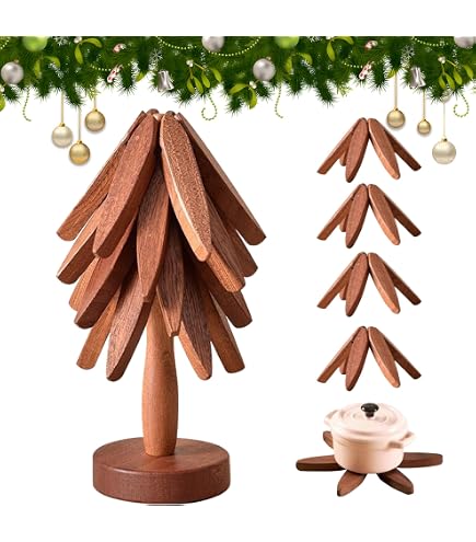 Amazon.com: Natural Foldable Black Walnut Wooden Trivet Set - 4