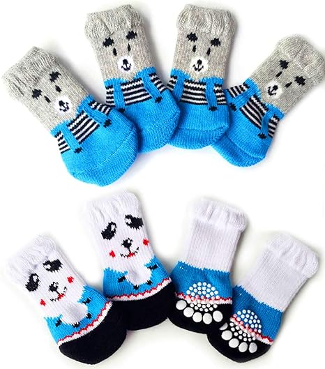 Gresunny 8 Pieces Chaussettes Pour Chien Antiderapantes Chaussettes Anti Derapantes Pour Chiens Chats Protection Des Pattes Pour Une Utilisation En Interieur Controle De La Traction Amazon Fr Animalerie