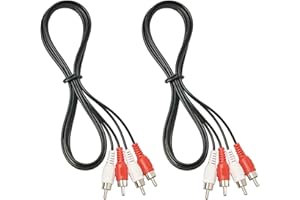 QDiShi (2 Pcs) RCA Stereo Audio Cable, 2-RCA Male to 2-RCA Male (5 FT), Stereo Audio 2RCA Cord Male to Male Connector