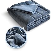 Sophia & William Blue Faux Rabbit Fur Throw Blanket, Micro Mink Dual-Sided Cozy Soft Blankets, Plush Fuzzy Fluffy Blanket for Couch Bed Sofa, Machine Washable, 60" x 80"