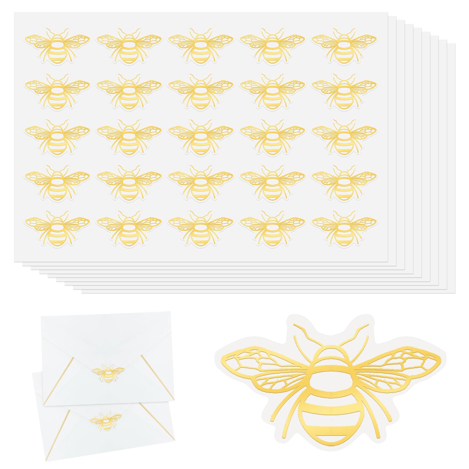 750pcs Honey Bee Stickers, Gold Foil Bee Stickers Bee Envelop Stickers Bee Envelop Seal Stickers Wrapping Supplies for Invitations Greeting Cards