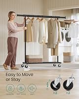 SONGMICS Clothes Rack with Wheels Extendable 100 kg Load Capacity Black view 5