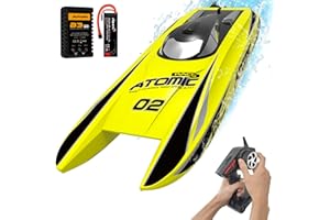 VOLANTEXRC Atomic Brushless Remote Control Outdoor Electric Racing Boat 45MPH for Pools and Lakes with Rechargeable Battery, Yellow