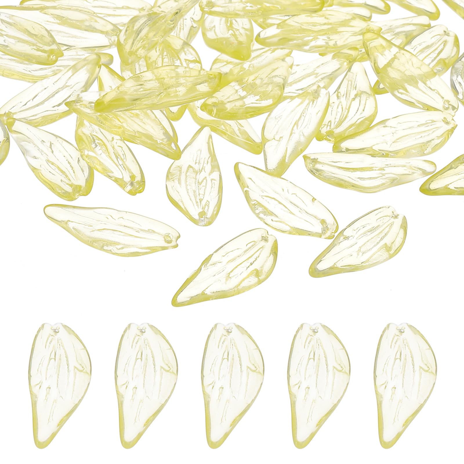 PATIKIL Leaves Beads, 50Pcs Crystal Leaves Beads Translucent Czech Glass Beads Spacer Bead for DIY Jewelry Making Bracelets Necklace, Yellow