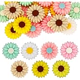 Worukio 20 Pcs Multicolor Silicone Sunflower Beads for DIY Jewelry Making, Keychains, Bracelets and Craft Projects (20mm, 40g)