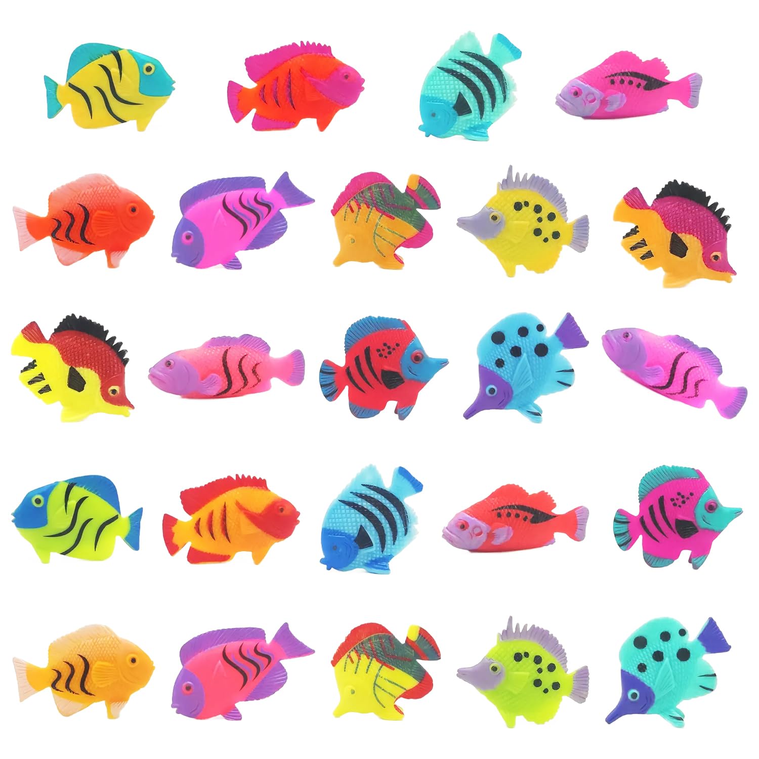 24 Pieces of Tropical Fish, Marine Life Decorative Fish, Simulated Sea Animal Models, Mini Ocean Fish, Soft Plastic Children's Toys, Beach Theme Party Supplies