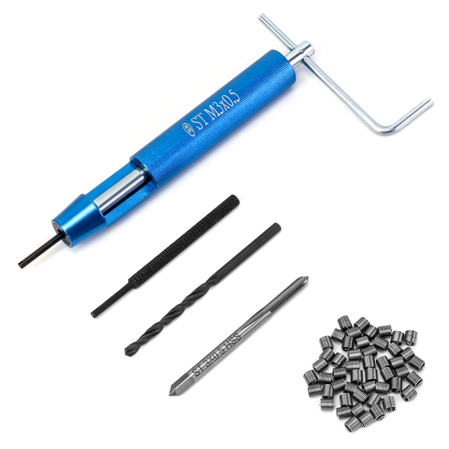 QWORK Thread Repair Installation Kit, 50pcs M3 x 2D Stainless Steel Insert, Hardware-nut-inserts