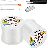 Elastic Bracelet String Cord Kit: 2 Rolls of 200m (0.5mm) Clear Beaded Stretch Cord with Tools - Perfect for Bracelet Making 