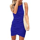 BTFBM Women Summer Dresses 2026 Sleeveless Tank Ruched Bodycon Sundresses for Women Party Beach Mini Casual Spring Dress