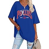 Baseball Shirt Women Striped Baseball Mom Shirts Jersey V Neck Game Day Tshirt Baseball Team Tee Tops Fans Gifts