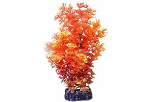 Mipukbay Orange Aquarium Plants - Artificial Plastic Fish Tank Decor, Realistic Ornament Safe for Fish & Shrimp, Low-Maintenance Aquascaping Plants for Freshwater/Saltwater Tank Landscaping