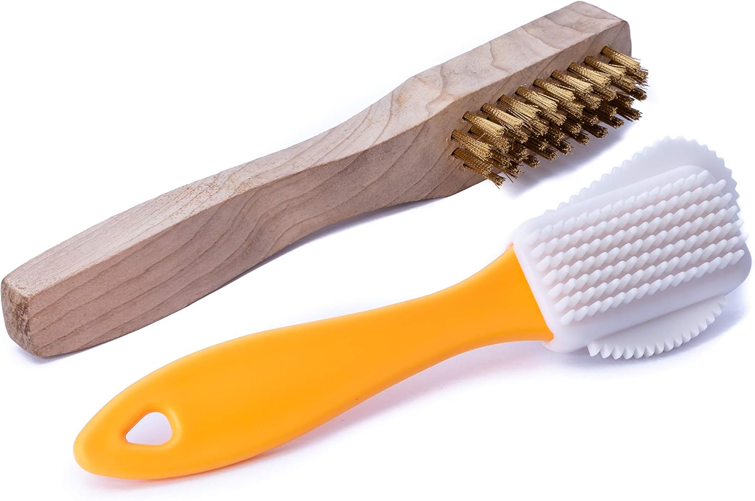 NCaan 2pc Suede and Nubuck Cleaning BrushesWooden Brass Bristle Suede