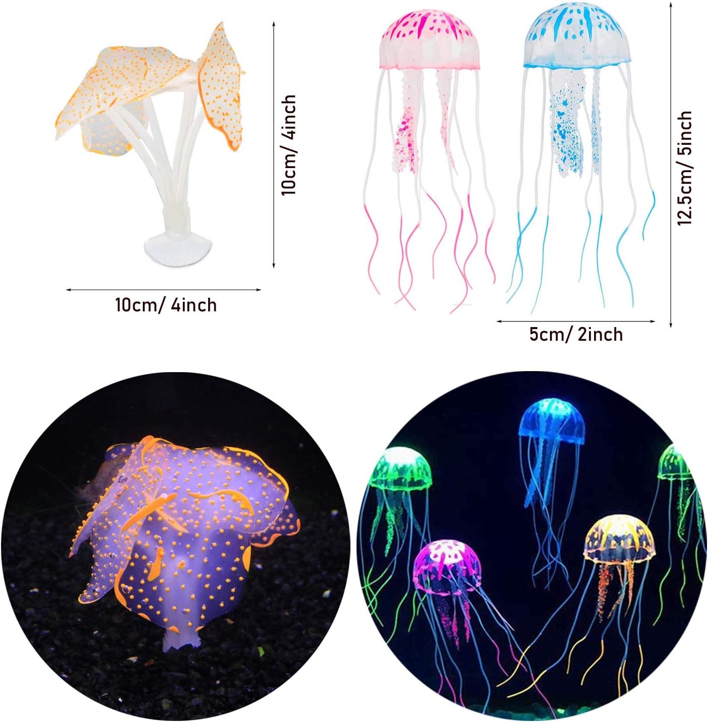 Cayway 6 Pack Aquarium Fish Tank Ornament Glowing Simulation Coral Plant Ornaments Glowing Silicone Aquarium Ornaments Bamboo Lotus for Fish Tank Aquarium Landscape - Image 4