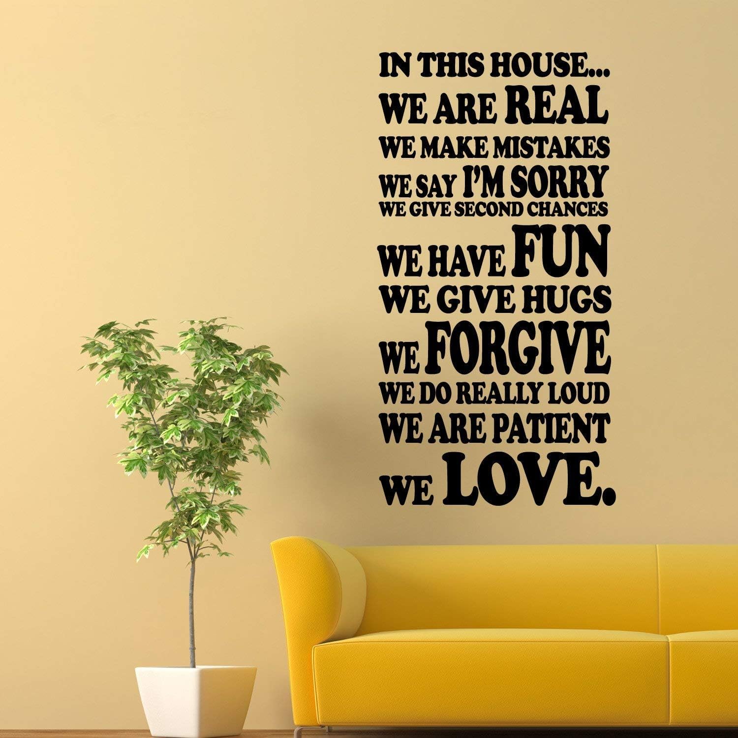 WALPLUS Wall Stickers "Family Rules II" Removable Self-Adhesive Family Quote Mural Art Decals Vinyl Home Decoration DIY Living Bedroom Office Décor Wallpaper Kids Room Gift, Black - Image 3