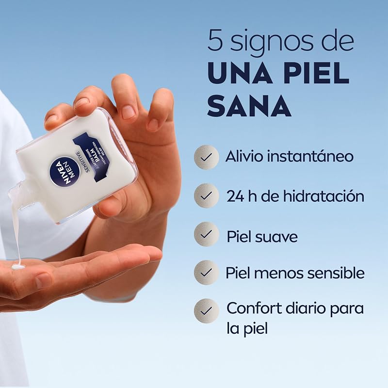 Sensitive Bálsamo After Shave (1 x 100 ml), para el cuidado de la piel sensible, bálsamo anti irritaciones con 0% alcohol para calmar la piel al instante