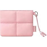 Comfyable Cute Puffy Coin Purse Pouch Change Holder For Women, Small Organizer with ID Window, Magnetic Closure, Water-repellent, Storage for Coin, Airpods, Lipstick, Card, Pink