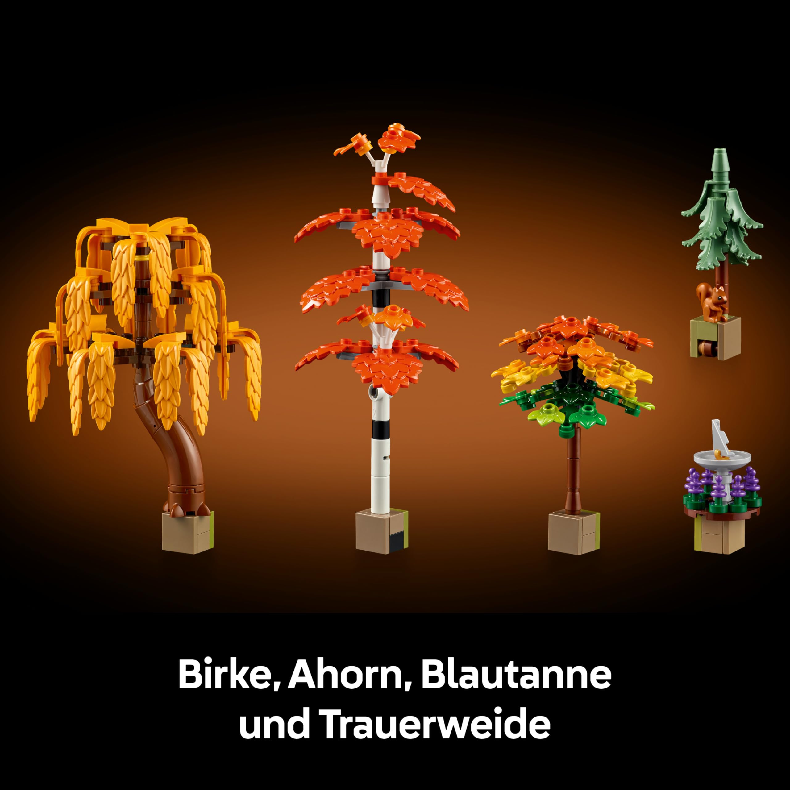 LEGO Icons Herbstlicher Landhausgarten - umgestaltbare Schreibtischdeko für Erwachsene - Tiere Minifiguren - Modellbau im Landhausstil - Kreatives Bauset - Geschenk für Männer & Frauen - 11372 5