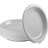 Amcrate Disposable Paper Plates Silver, 7 Inch Paper Dessert Plates, Strong and Sturdy Disposable Plate for Party, Dinner, Holiday, Picnic, or Travel Party Plate, Pack of 50
