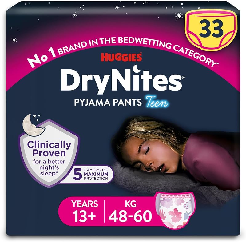 HUGGIES DryNites Pyjama Pants Girls 13+ Disney Frozen 48-60kg 33 ea