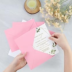 100 Pack A7 Envelopes, Pink Greeting Card Envelopes