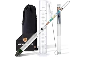 Brewer's Elite Hydrometer & Plastic Test Jar - for Home Brew Beer, Wine, Mead and Kombucha - Deluxe Triple Scale Set, Hardcase and Cloth - Specific Gravity ABV Tester