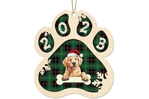 GENANY Golden Retriever Dog Paw Print Ornament, Dog Christmas Ornaments 2023, Dog Paw Ornaments For Christmas Tree, Christmas Ornaments 2023, Dog Christmas Ornament, Dog Christmas Decorations For Tree