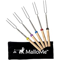 MalloMe Marshmallow Roasting Sticks - Smores Skewers for Fire Pit Kit - Hot Dog Camping Accessories Campfire Marshmellow 32 I