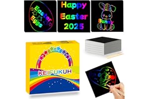 KEIFUKUH Scratch Doodle Art Paper Notes - Kids Gifts Ideas for Easter Birthday Party Favors Valentines Christmas Stocking Stuffers, Back to School Classroom Rainbow Drawing DIY Craft Supplies for Girls Boys