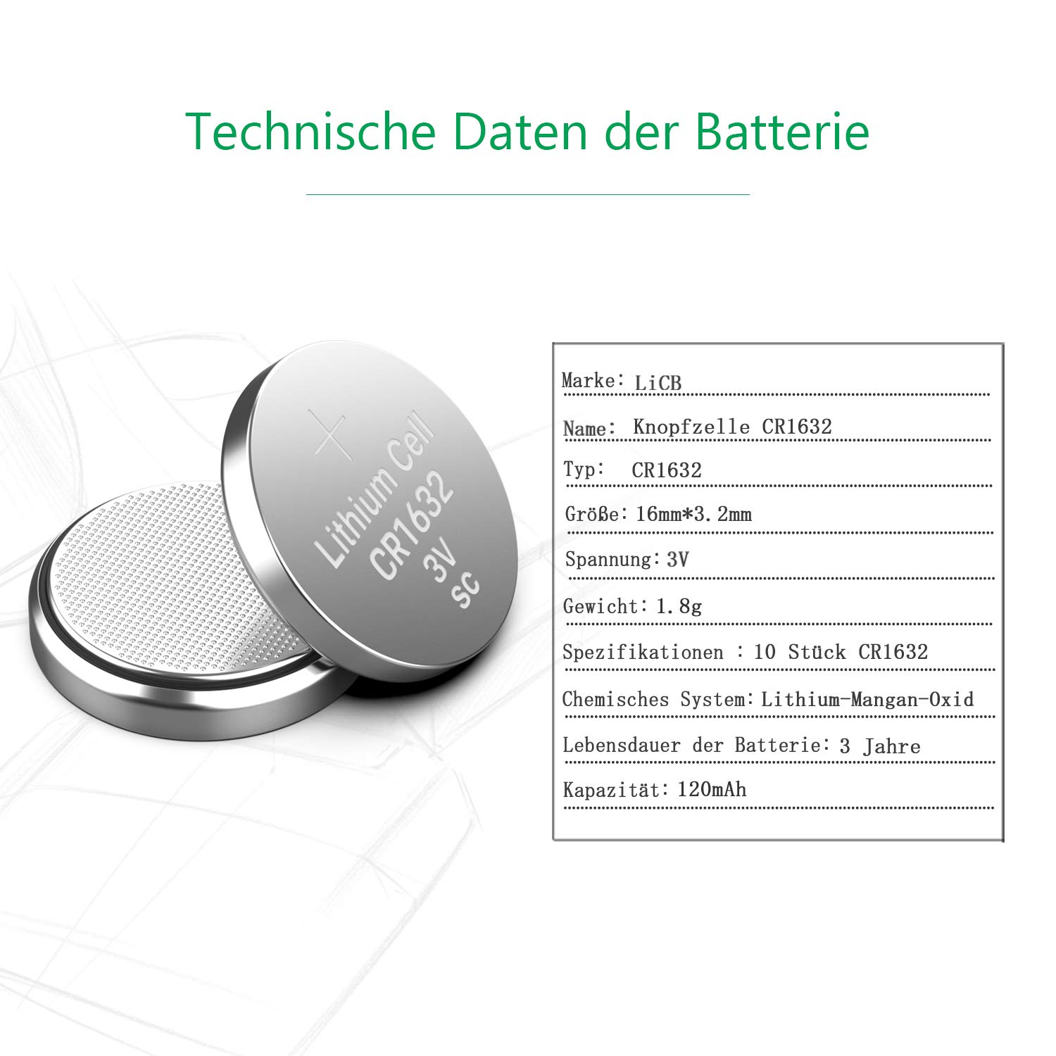 Licb 10 Stuck Cr1632 3v Lithium Knopfzellen Cr Amazon De Elektronik
