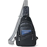 Leresas 7L Crossboydy Sling Bag for Women Vegan Leather Crossbody Purse Fanny Pack Chest Bag for Travel,Black