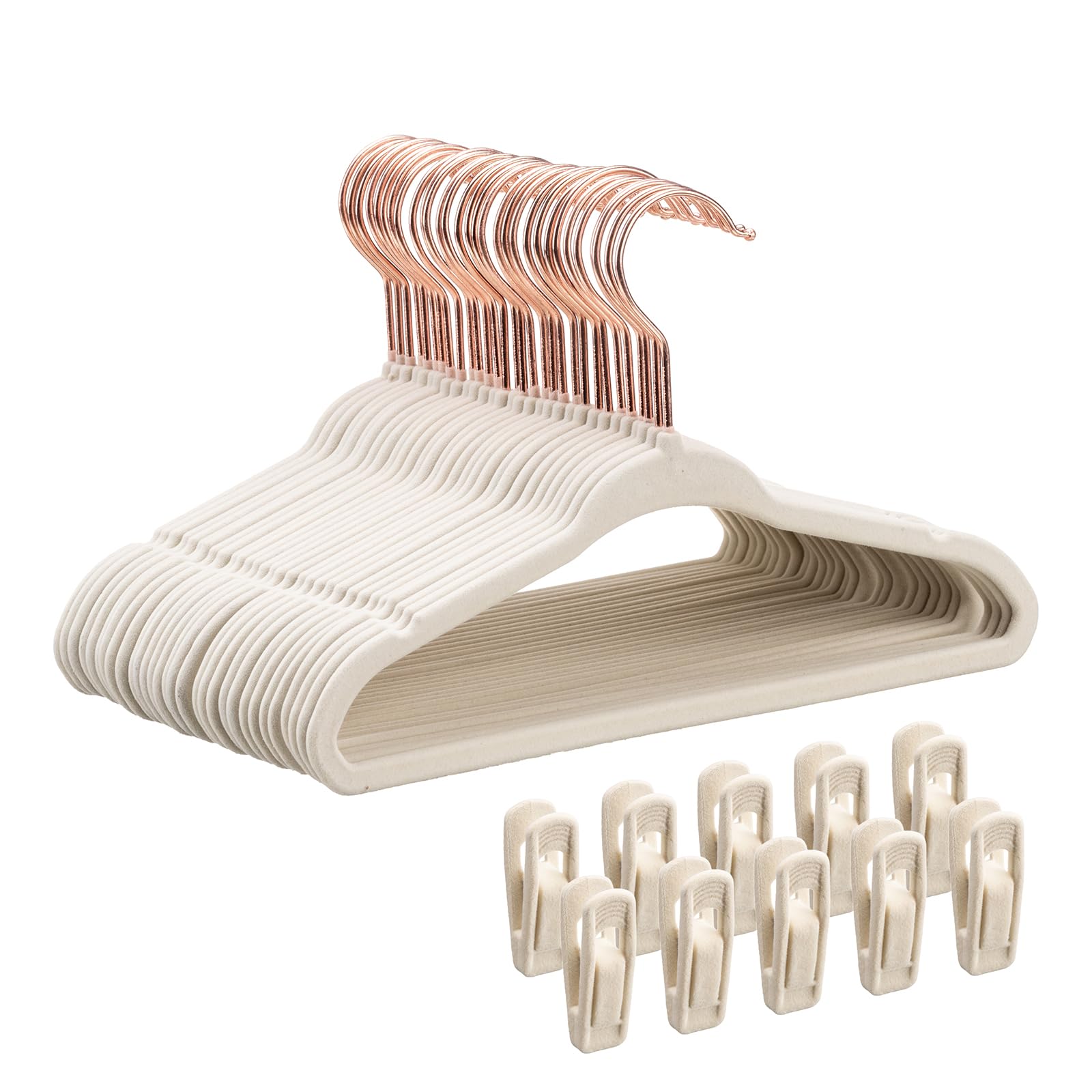 Photo 1 of (MISSING CLIPS) Tonswachic Baby Velvet Hangers 30 Pack - 11 Inch Premium Felt Non Slip Kids Hanger for Infant & Toddler Clothes - 0.2" Slim Space-Saving Baby Felt Hangers for Children's Closet with 10 Clips - Beige