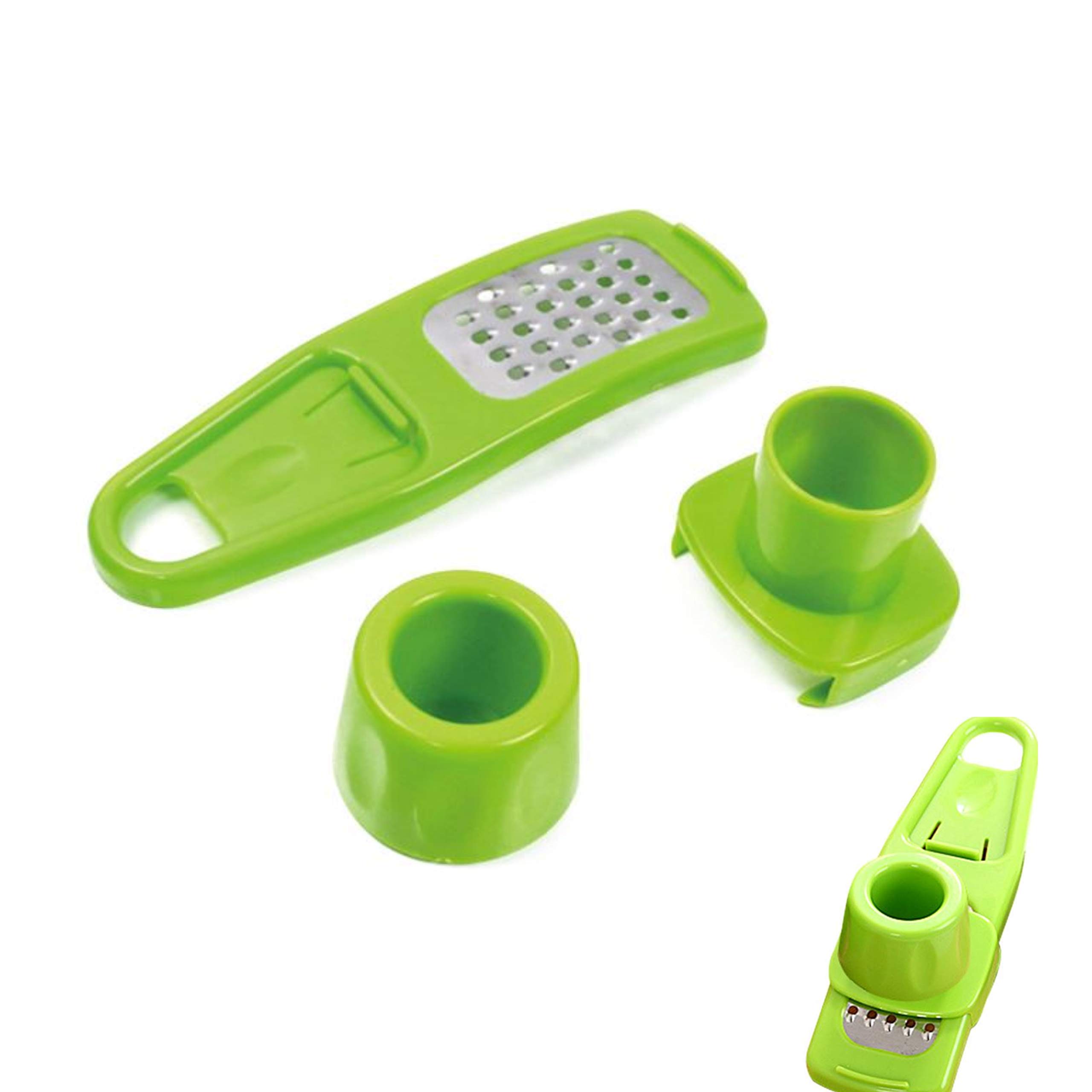 Noondl Garlic, Ginger & Vegetable Grater, Stainless Steel, Rose Red & Green