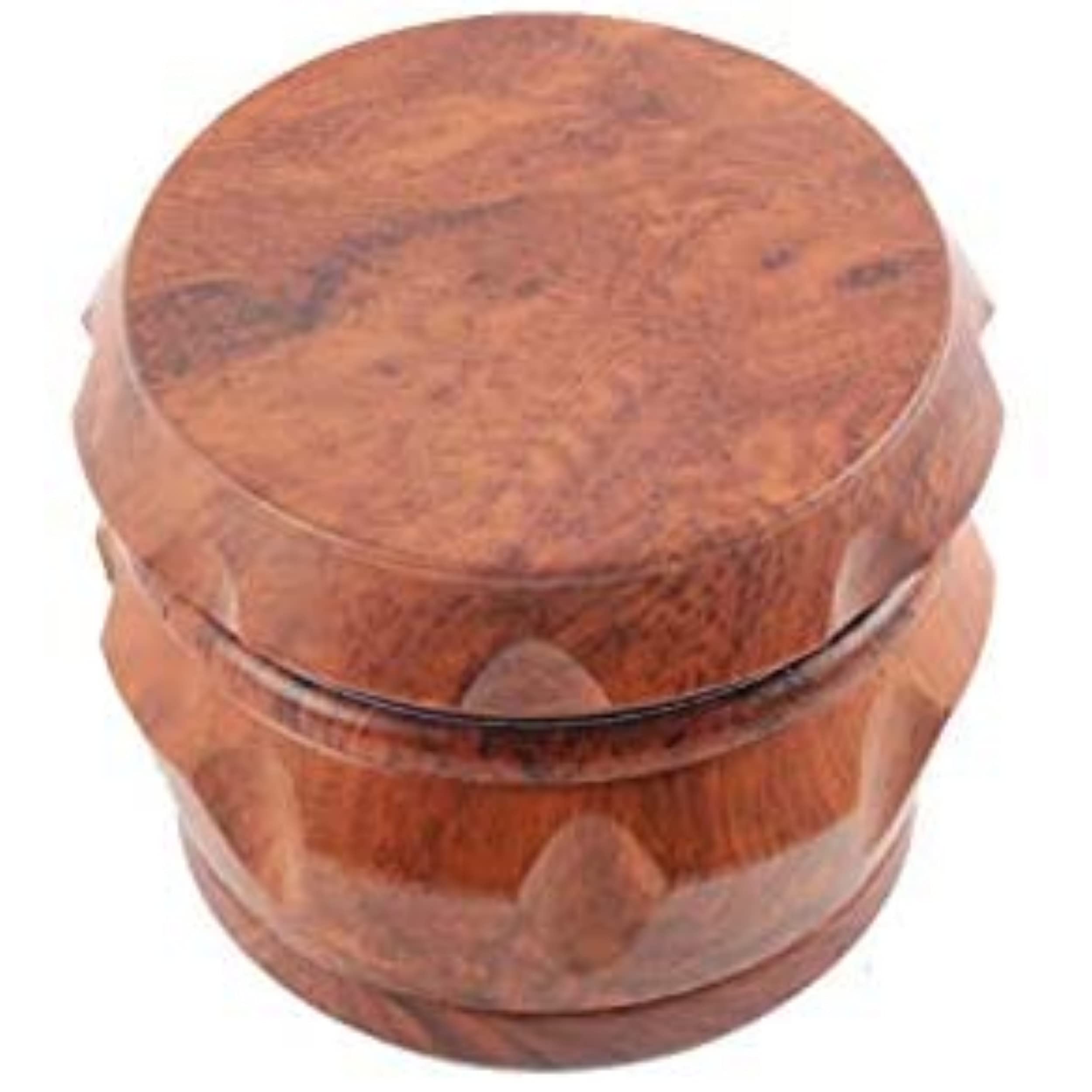 TPLF Resin Grinder, 40 mm Diameter, Spice Grinder, 4 Parts with Pollen Catcher and Spatula Included Aluminium Teeth, Magnetic Lid (Dark Wood, Wood Look)