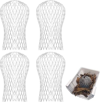 LAOJU Gutter Downspout Guard 4PCS Aluminum Expandable Leaf Strainer Mesh