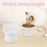 MEETOZ Ceramic Elevated Cat Bowls - 2 Wide Raised Bowls, Whisker Friendly view 3