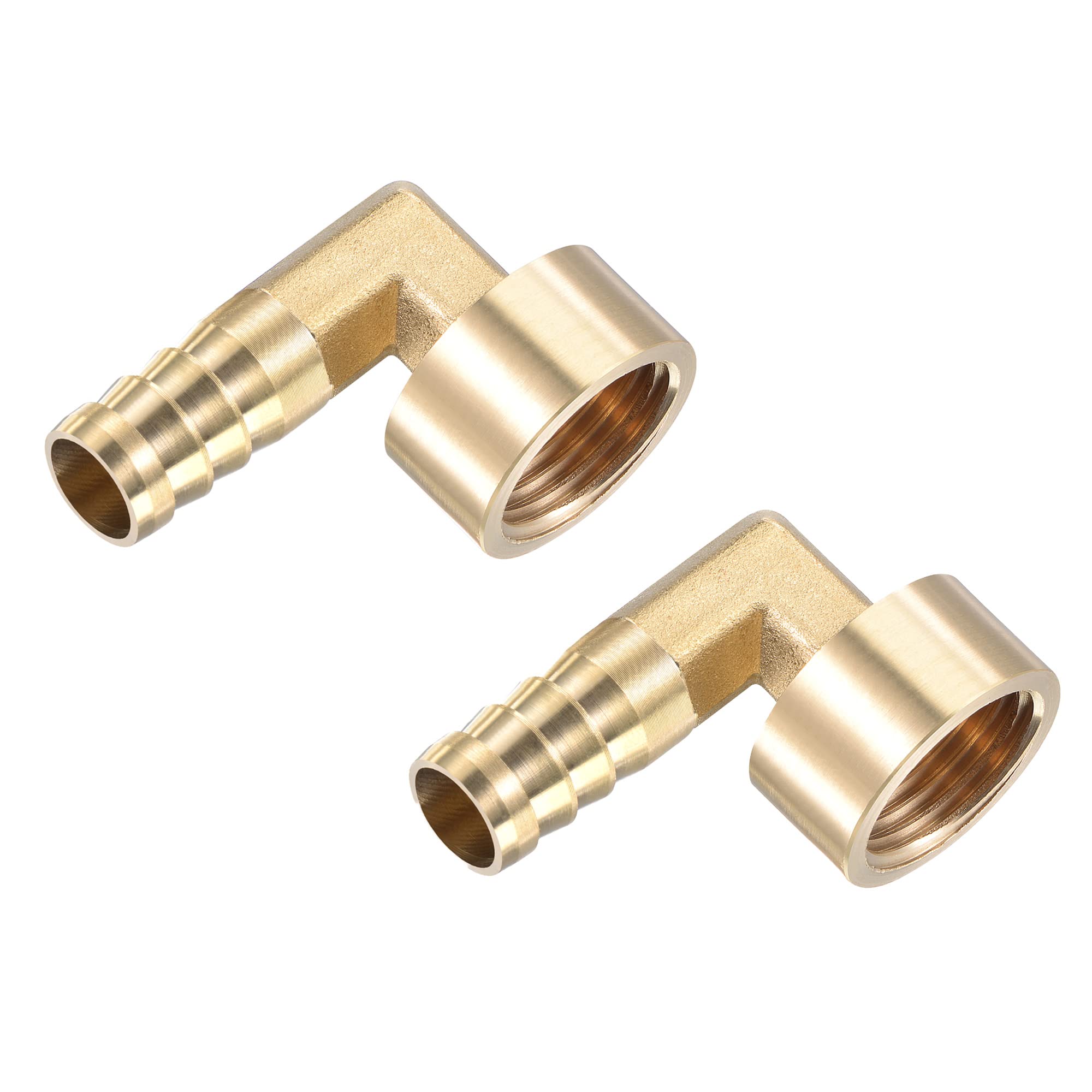 M METERXITY 2 Pack Brass Hose Barb Fittings - 90 Degree Elbow Brass 14mm Barb Connector Apply to Water Fuel (G1/2 Female Pipe)