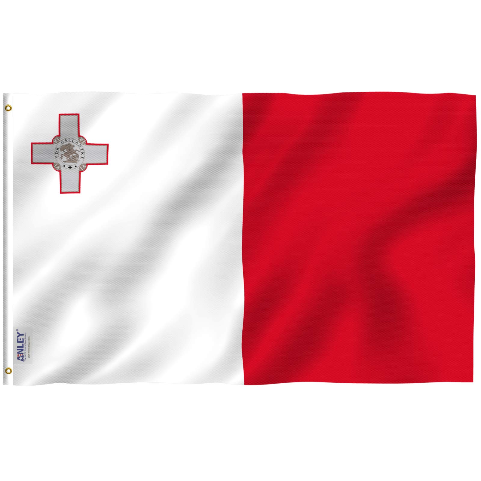 ANLEY Fly Breeze 3x5 Feet Malta flag - Vivid Color and UV Fade Resistant - Canvas Header and Double Stitched - Maltese Flags Polyester with Brass Grommets 3 X 5 Ft