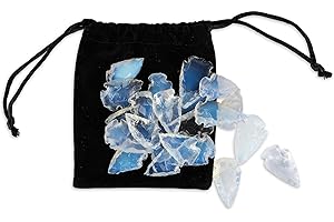 HANIFA CRYSTALS Hand Knapping 1"-1.5" Opal Obsidian Healing Stone Pendant Flint Rock Arrow Head Opal Crystal and Healing Set Of 25 Pcs (Opal)