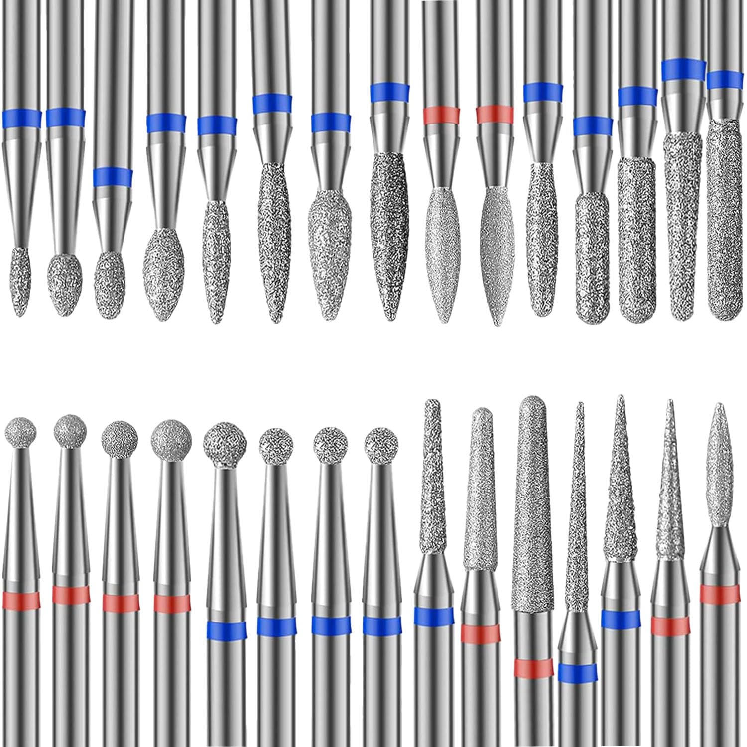 Depvko 30Pcs Diamond Nail Drill Bits Set, 3/32 Inch Carbide Cuticle Bit for Electric Nail Cutter, Professional Manicure Pedicure Remover Tools for Acrylic Gel Nails Care, Salon & Home