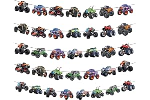 KINGZONE Monster Truck Happy Birthday Decorations Truck Car Birthday Decorations Party Decoration Racing Theme Party Supplies Decoration Suitable for Boys Girls Baby Party Children