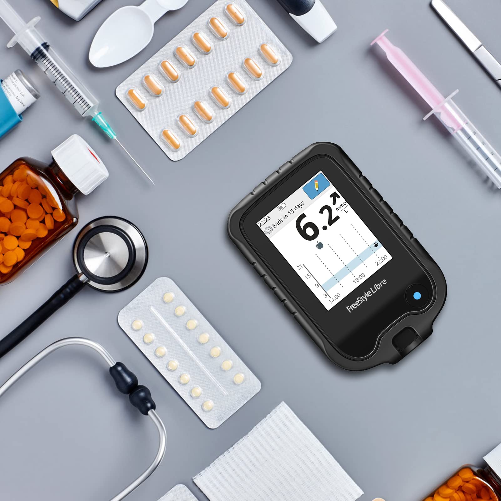 MEDMAX Silicone Case for Freestyle Libre 3 2 / Libre Reader, Lightweight Shockproof Anti Slip Protective Cover Soft Gel Skin with Raised Bezel (Black)