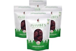 JUJUME | USDA Organic California Grown Jujubes Red Dates | Individually Sorted 3X for QA | High Grade Superfood | Healthy Dried Fruit | Certified All-Natural Non-GMO | 4-pack 6 oz bags