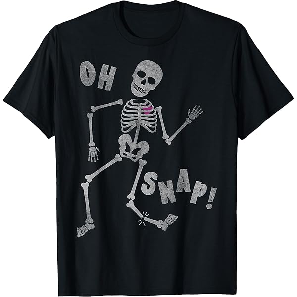 Amazon.com: Halloween Oh Snap Skeleton Broken Leg T-Shirt