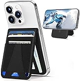 Miroddi Magnetic Phone Wallet Stand for iPhone 16/16 Pro, iPhone 15/14/13/12 Series, Black-Upgrade, 4 Card Slots, Foldable, RFID Blocking, Kickstand