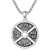 Lattd Dumbbell Necklace 925 Sterling Silver Weight Plate Pendant Gym Sports Jewelry Gifts for Men Father