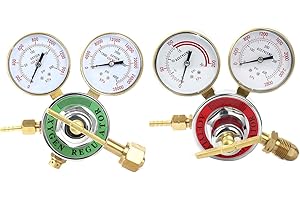 YaeKoo 2 Piece Dual Welding Gas Gauges Oxygen (CGA-540) and Acetylene (CGA-510) Regulators Combo