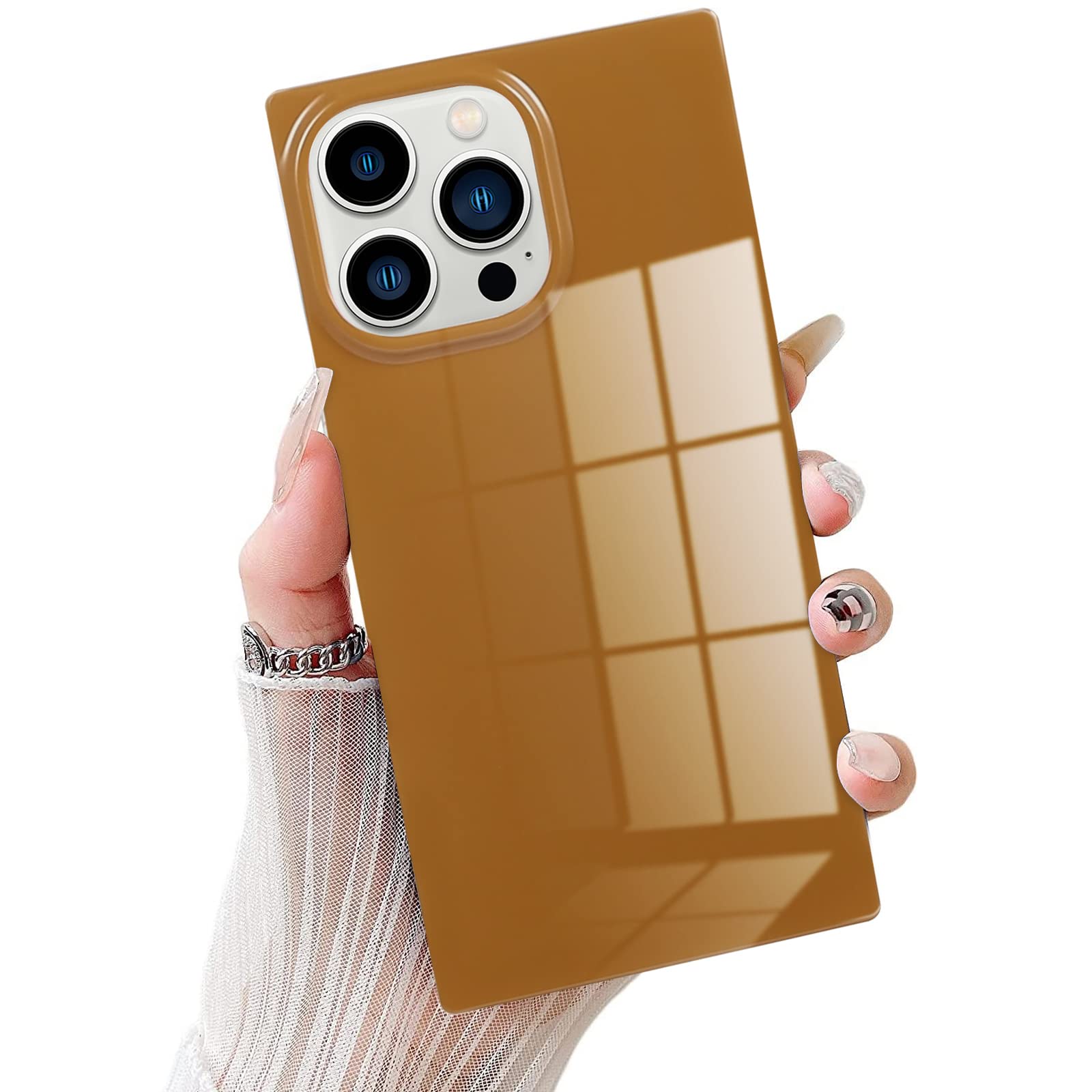 Photo 1 of Pevezeda for iPhone 16 Pro Case, Bright Neon Trendy Shockproof Slim Phone Case for Women Girls [Never Fade] [Minimalist Aesthetic] [Reinforced Corners Protection] 6.3 inch 2024, Caramel
